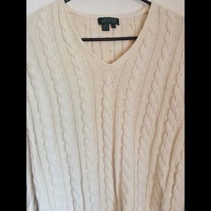 Lauren by Ralph Lauren ivory cable knit sweater XL